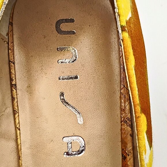 Unisa Womens Peep Toe Wedge Pumps Size 9 Floral Cork Hawaiian Vacation Resort - Picture 6 of 6